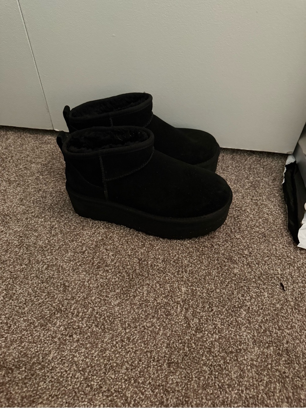 UGG Black Platform Short Shearling Ankle Boots